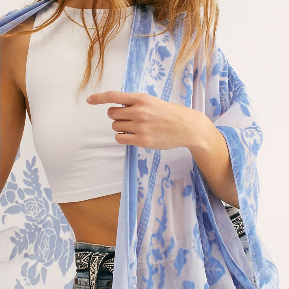 Free People Night bird burnout kimono periwinkle